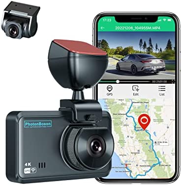 Dual Dash Cam Front 4K and Rear 2K, Wi-Fi, GPS, Dash Camera for Cars with 3 Inches IPS Screen, Car Camera Driving Recorder with Night Vision, Parking Mode