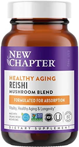 New Chapter Reishi Mushroom – LifeShield Reishi for Healthy Aging + Organic Reishi Mushroom + Vegan + Non-GMO, Nootropic Ingredients – 60 ct