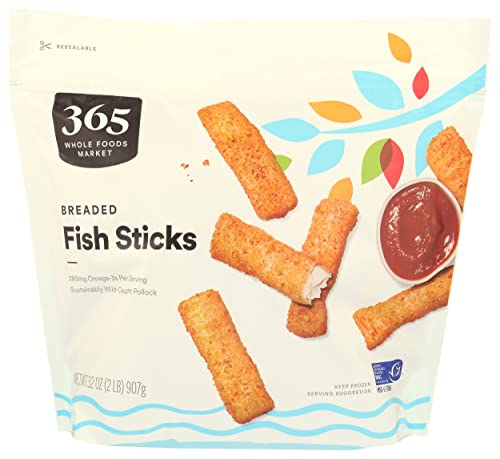 365 by Whole Foods Market, Fish Fillet Breaded Stick Wild Frozen MSC, 32 Ounce