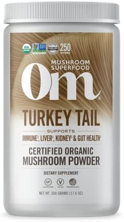 Om Mushroom Superfood Turkey Tail Organic Mushroom Powder, 17.6 Ounce, 250 Servings, Immune Support, Polysacchrides, Beta-Glucans, Gut Health & Holistic Defense Mushroom Supplement