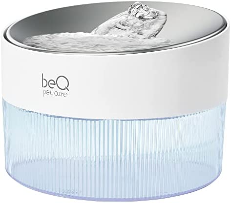 beQ Automatic cat Water Fountain,2.5L/84oz Inside Ultra-Quiet Stainless Steel pet Water Dispenser,BPA Free,Visible Water Level,with a Large Size Filter,Suitable for Cats & Small Dogs