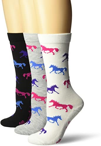 Wrangler Women’s Ladies Horse Crew Socks 3 Pair Pack