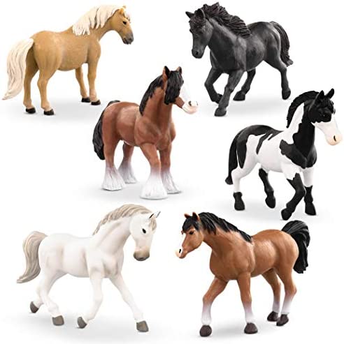 Terra by Battat – Horse Set – 6pc Playset with Detailed Miniature Toy Horses – Animal Toys for Kids 3+, White