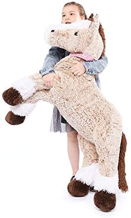 Tezituor Giant Horse Stuffed Animal, Large Pony Brown Plush Toy Horse, Big Gift for Kids,47 Inches