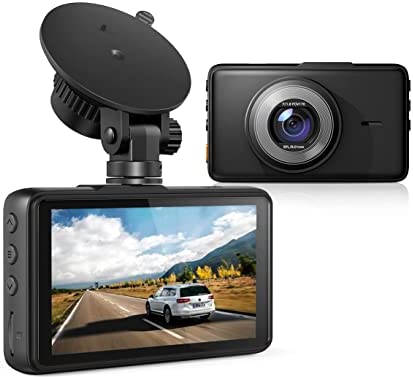 Dash Cam 1080P Full HD, 2 Mounting Options, On-Dashboard Camera Video Recorder Dashcam for Cars with 3″ LCD Display, Night Vision, WDR, Motion Detection, Parking Mode, G-Sensor, 170° Wide Angle