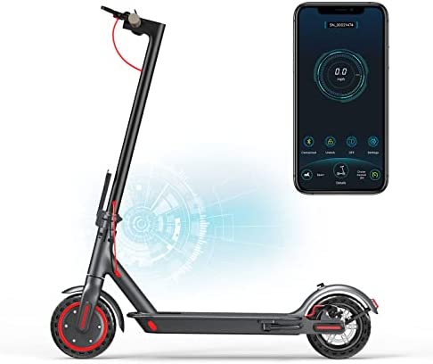 AovoPro ES80 Electric Scooter – 8.5″ Solid Tires,Up to 19 Miles Long-Range and 19 MPH Portable Folding Commuting Scooter for Adults with Double Braking System and App