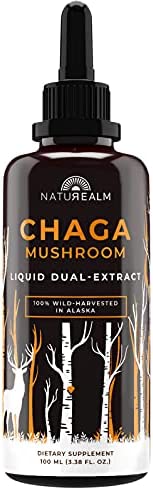 Naturealm Chaga Mushroom Extract Tincture – Organic Dual Extract Liquid Drops – Antioxidant Herbal Supplement – Inflammation, Immune Support, Anti-Aging, Energy, Focus, & Healing – 100ml – 59 Servings