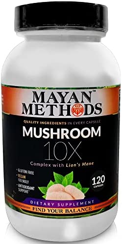 Mushroom Turkey Tail Supplement – 120 Capsule Hongo, Champignon Immune Energy Booster – Lions Mane, Cordyceps, Chaga, Reishi, Maitake, Shiitake, Agaricus, Nootropic Cognitive Focus and Clarity