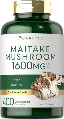 Carlyle Maitake Mushroom Capsules | 1600mg | 400 Count | Non-GMO & Gluten Free Extract | Mushroom Supplement