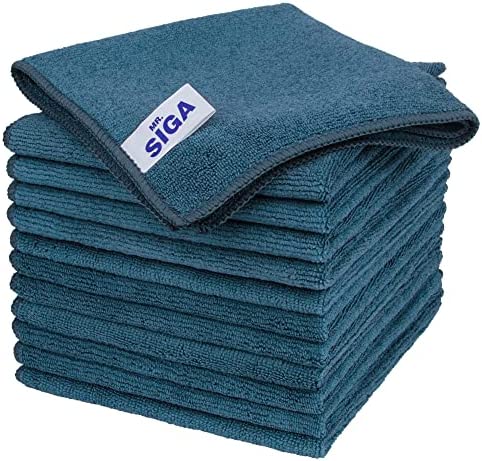 MR.SIGA Microfiber Cleaning Cloth, All-Purpose Microfiber Towels, Streak Free Cleaning Rags, Pack of 12, Light Teal, Size 32 x 32 cm(12.6 x 12.6 inch)