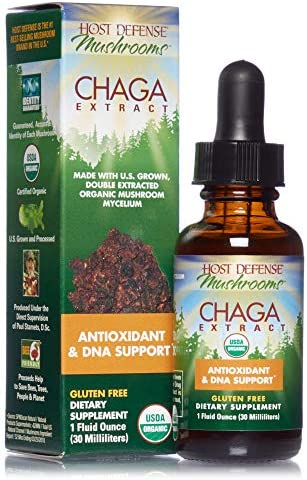 Host Defense, Chaga Extract, Antioxidant and DNA Support, Mushroom Supplement, Plain, 1 fl oz