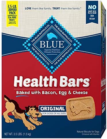 Blue Buffalo Health Bars Natural Crunchy Dog Treats Biscuits, Bacon, Egg & Cheese 56-oz Box