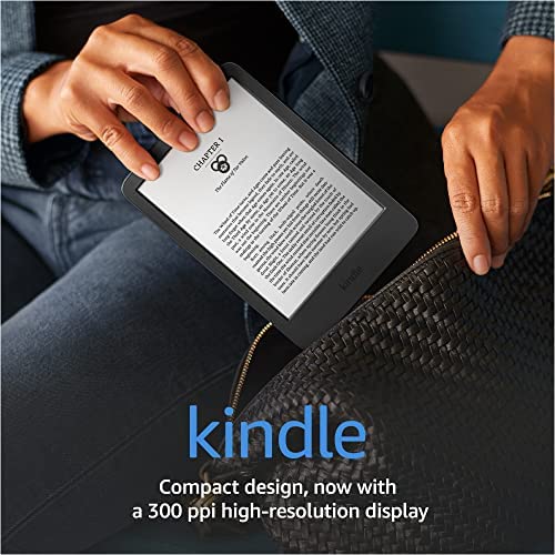 Kindle (2022 release) – The lightest and most compact Kindle, now with a 6” 300 ppi high-resolution display, and 2x the storage – Black