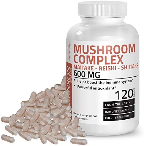 Triple Mushroom Complex – Maitake – Reishi – Shiitake – Powerful Antioxidant and Immune System Booster – Full Spectrum Mushroom Complex – 600 mg Capsules – 120 Count