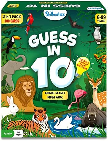 Skillmatics Card Game – Guess in 10 Animal Planet Mega Pack, Gifts for 6 Year Olds and Up, Quick Game of Smart Questions, Fun Family Game