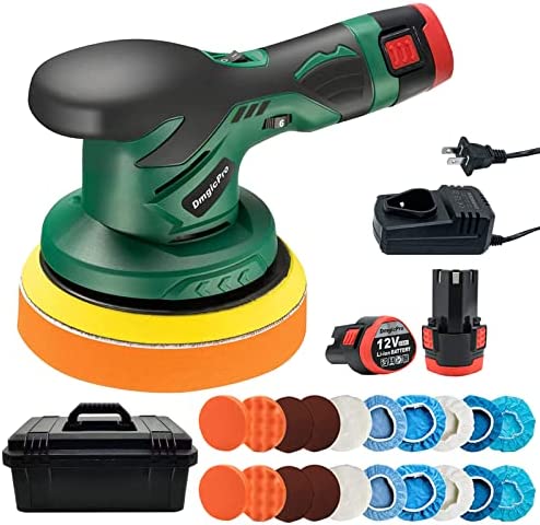 Cordless Car Buffer Polisher,6-Inch Portable Wireless Buffer Polisher Kit with 2PCS Rechargeable Battery,Extra 20PCS Attachments with Waterproof Toolbox,6 Variable Speed Used for Car Detailing/ Waxing