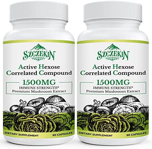 Active Hexose Correlated Compound 1500 mg Supplement, Natural 8 Mushroom Extract Supplement, Supports Immune System, Liver Function, Maintains Natural Killer and T Cells Activity, 180 Veggie Capsules