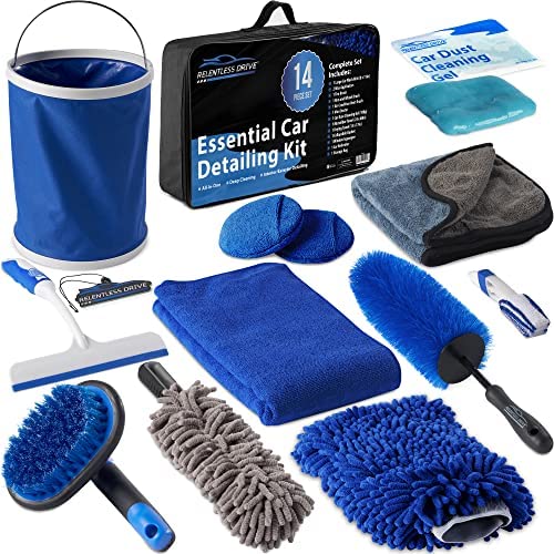 Relentless Drive Ultimate Car Wash Kit – Car Detailing & Car Cleaning Kit – Car Wash Supplies Built for The Perfect Car Wash – Complete Car Wash Kit with Bucket