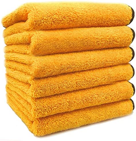 Solid Multipurpose Plush Microfiber Cleaning Cloth Towel for Household, Car Washing, Drying & Auto Detailing – 16″ x 24″ (6)