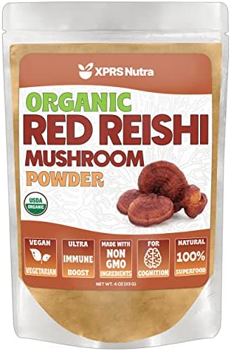 XPRS Nutra Organic Red Reishi Mushroom Powder – Premium Reishi Powder for Cognition – Vegan Reishi Mushrooms for Longevity and Energy (4 Ounce)