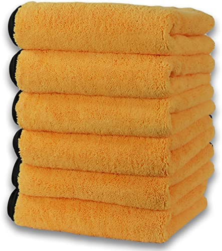 Simple Houseware Professional Grade Ultra Plush Premium Microfiber Towels, 410 GSM (16 inch x 24 Inch) (6 Pack) – Safe for Car Wash, Home Cleaning & Pet Drying Cloths