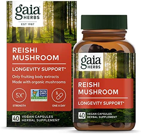 Gaia Herbs Reishi Mushroom – Helps Maintain a Healthy Immune System & Supports Heart Health – Adaptogen Herbal Supplement for Longevity Support – 40 Vegan Liquid Phyto-Capsules (40-Day Supply)