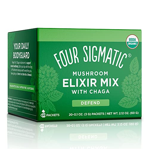 Chaga Mushroom Elixir by Four Sigmatic | Coffee Alternative with Organic Chaga Mushroom Powder, Rose Hips & Mint | Immune Support & Overall Wellness | Pack of 20