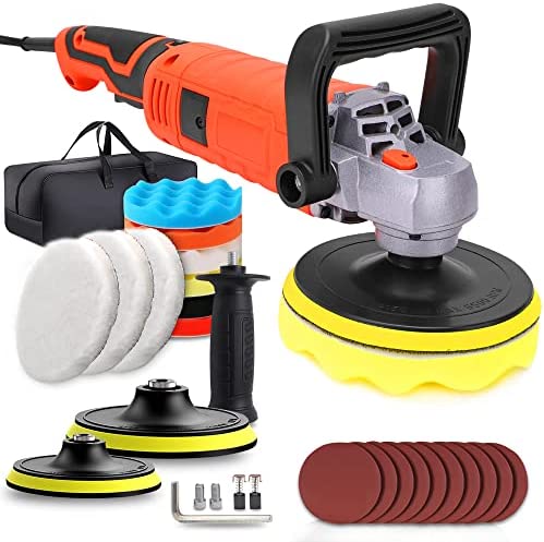 Buffer Polisher, Powerful Buffer Waxer, 7-Speed Rotary Polisher with 6″ and 7″ Backing Plate, 1580W Rotary Polisher for Car Polishing, Waxing, Glaze, Sanding