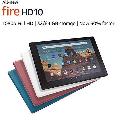 Certified Refurbished Fire HD 10 Tablet (10.1″ 1080p full HD display, 32 GB) – Black (2019 Release)