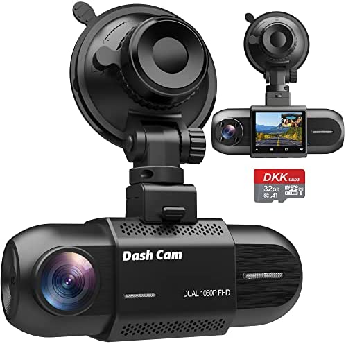 Dual Dash Cam 1080P, Dash Cam Front and Inside, Dash Camera for Cars with 32GB SD Card, Infrared Night Vision, 1.5 inch IPS Screen, Loop Recording, Accident Lock, WDR, Parking Monitor for Taxi Driver