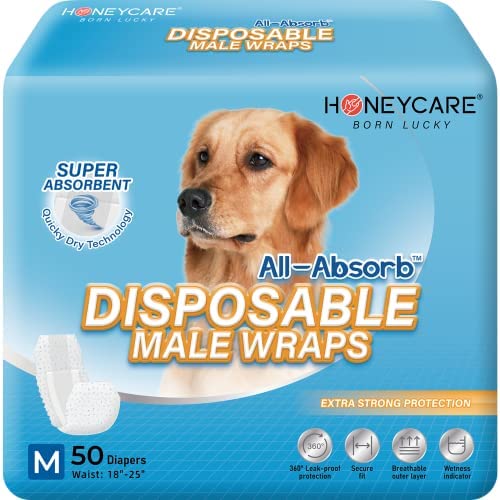 All-Absorb A25 Male Dog Wrap, 50 Count, Medium , White