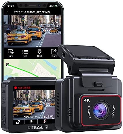 Kingslim D5-4K Dash Cam with WiFi – Front Dash Camera for Cars with GPS and Speed, Sony Night Vision, Support APP and 256GB Max