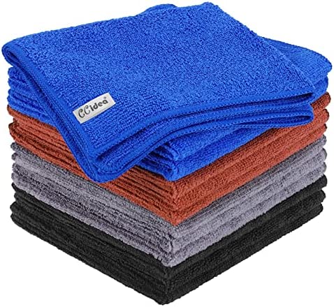 CCidea 12 Pack Microfiber Cleaning Cloth, Lint Free Reusable Dish Towels, Microfiber Towel for Kitchen, Home and Car Cleaning (12×12 inch)