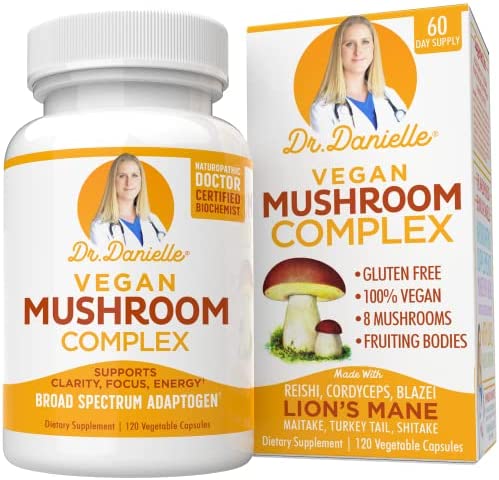 Best Organic Mushroom Complex – Immune Assist Support – Lion’s Mane, Cordyceps and Reishi – Adaptogen Supplement – Wellness, Stress Relief, Memory & Cognitive Support, Dr. Danielle – 120 Veggie Caps