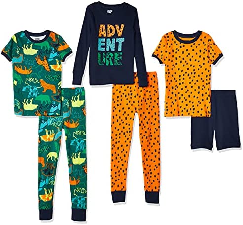 Amazon Essentials Babies, Toddlers, and Boys’ Snug-Fit Cotton Pajamas Sleepwear Sets (Previously Spotted Zebra)