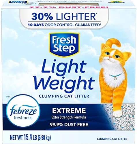 Fresh Step Lightweight Clumping Cat Litter, Odor Control With Febreze, 15.4 lbs