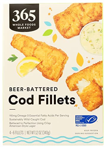 365 by Whole Foods Market, Cod Fillet Breaded Beer Wild Frozen MSC, 12 Ounce