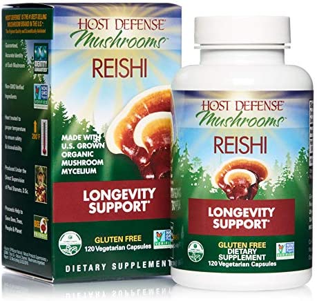 Host Defense, Reishi Capsules, Supports General Wellness and Vitality, Mushroom Supplement, Unflavored, 120 Count (Pack of 1)