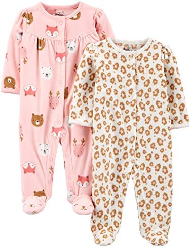 Simple Joys by Carter’s Baby Girls’ Fleece Footed Sleep and Play, Pack of 2