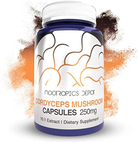 Nootropics Depot Cordyceps Mushroom Capsules | 10:1 Whole Fruiting Body Extract | 250mg | 60 Count | Cordyceps militaris