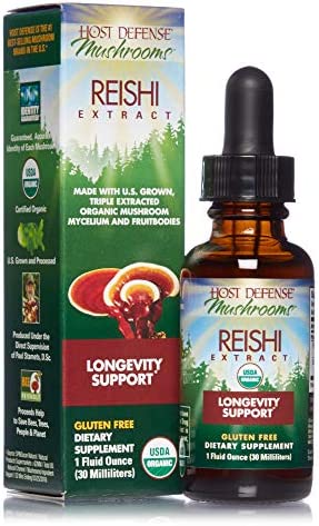 Host Defense, Reishi Extract, Supports General Wellness and Vitality, Mushroom Supplement, Plain, 1 fl oz