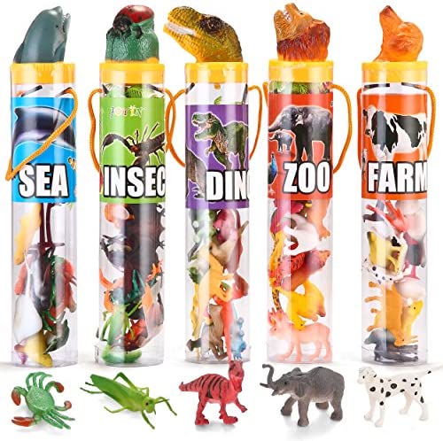 JOYIN 69Pcs Small Animal Figures, Assorted Mini Plastic Animal Toy (Ocean, Zoo, Farm, Dinosaur, Insect), Realistic Tiny Little Animals for Sensory Bin, Christmas Birthday Gifts, Toddler 1-3, Kid 3-5