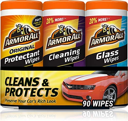 Car Wipes Multi-Pack by Armor All, Cleans Vehicle Interior and Exterior, Includes Armor All Protectant Wipes, Armor All Glass Wipes, and Armor All Cleaning Wipes, 3-Pack, 30 Car Wipes Each