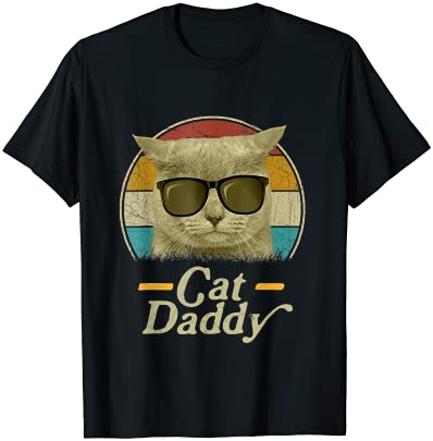 Retro Cat Daddy 80s 90S Style Cat Retro Cat Sunglasses T-Shirt