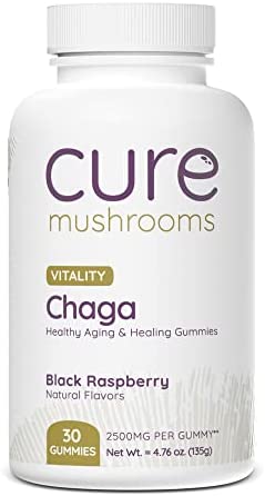 CURE MUSHROOMS Chaga Gummies – Organic Mushroom Supplement – Supports Vitality, Healthy Aging, & Healing in A Delicious Gummy