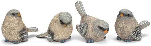 Raz Soft Blue Textured Bird 2 x 2.5 Resin Decorative Tabletop Figurine Set 4