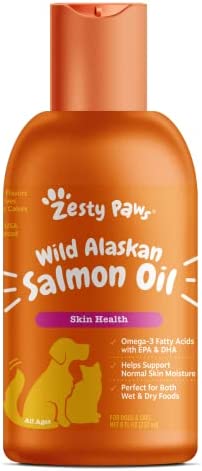 Pure Wild Alaskan Salmon Oil for Dogs & Cats – Supports Joint Function, Immune & Heart Health – Omega 3 Liquid Food Supplement for Pets – All Natural EPA + DHA Fatty Acids for Skin & Coat – 8 FL OZ
