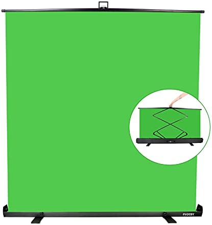 FUDESY Extra Large Green Screen, 74W X 77H inches Collapsible Chromakey Panel,Portable Retractable for Tiktok Video, Live Game,Aluminum Base,Wrinkle Resistant Fabric,Pull-up Style,Auto-Locking Frame