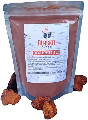 AlaskaChaga Mushroom Powder – Wild-Harvested Antioxidant Mushroom – Supports Immune System (4 oz)