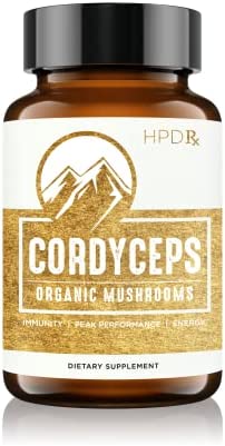 HPD Rx Premium Organic Cordyceps Mushroom Extract Performance Supplement for Energy, Endurance and Immunity | 2250 mg, 120 Capsules, Pack of 1
